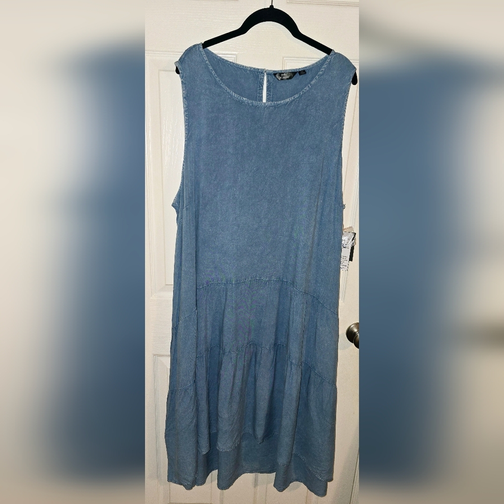 Plus Size Sleeveless High-Low Denim Dress